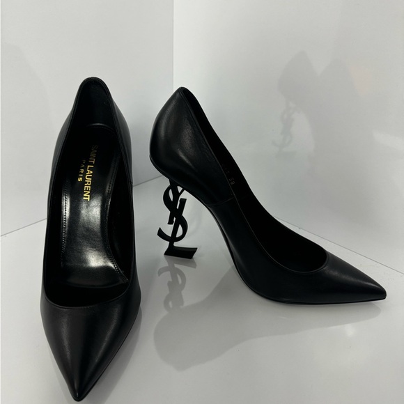 Saint Laurent Black Heels with Signature YSL Design - Picture 1 of 3
